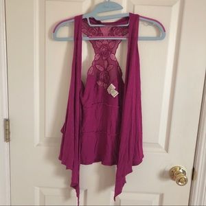 Eyelash Couture- Magenta/Pink Waterfall Vest Lace